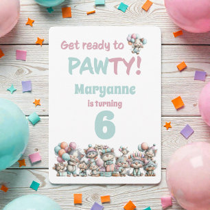 Whimsical Cat Watercolor Birthday Invitation