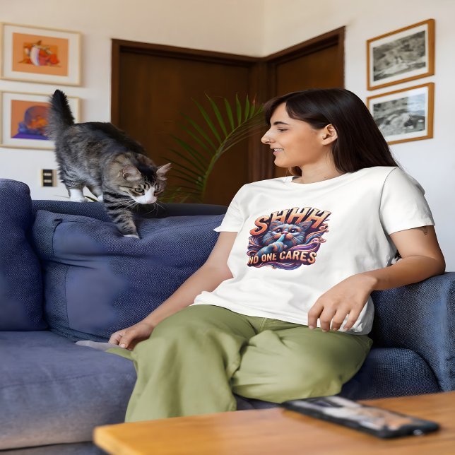 Whimsical Cat Whispers Shhh No One Cares T-Shirt (Creator Uploaded)