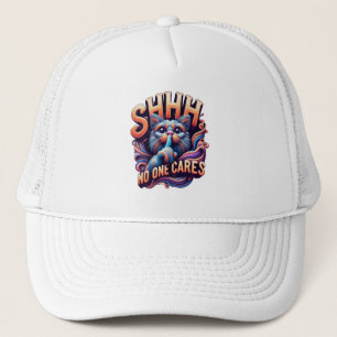 Whimsical Cat Whispers Shhh No One Cares Trucker Hat