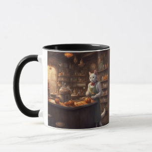 Whimsical Cat works in General store at Halloween Mug