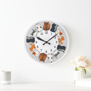 Whimsical Cats Around the Clock Funny Wall Clock