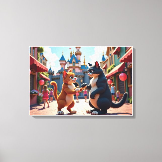 Whimsical Cats' Day Out: A Fairytale Friendship Ad Canvas Print (Front)