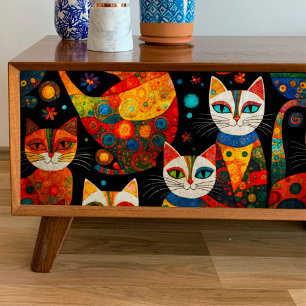 Whimsical Cats Decoupage Tissue Paper