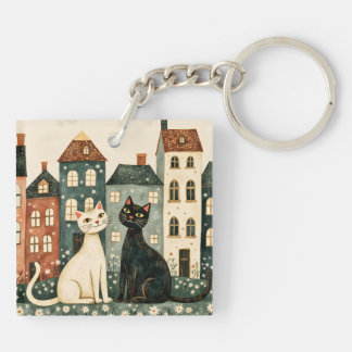 Whimsical Cats Key Ring