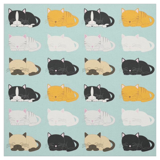 Whimsical Cats Pattern Fabric (Swatch)