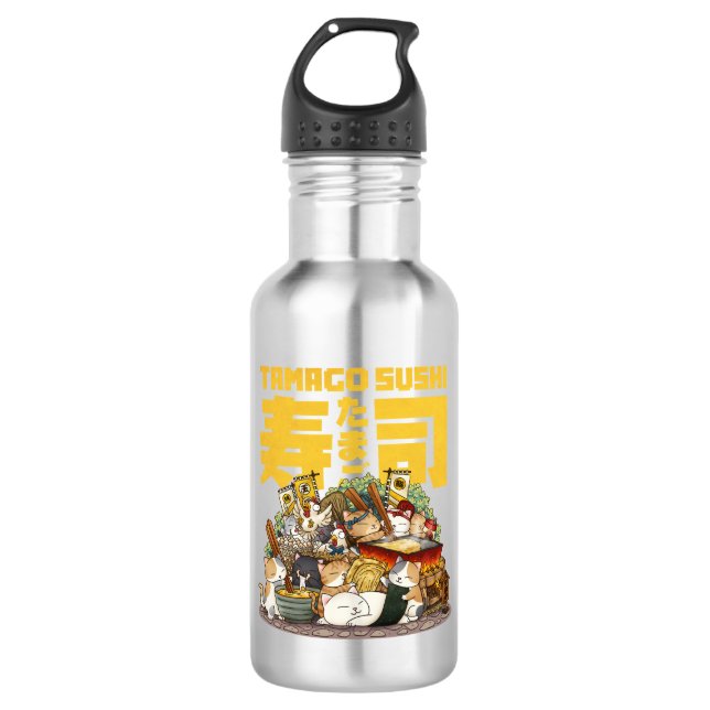 Whimsical Cats Tamago Sushi Workshop 532 Ml Water Bottle (Front)