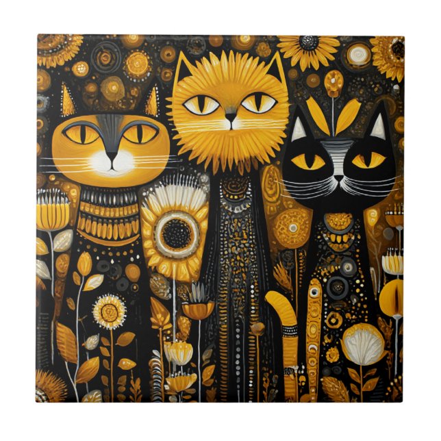 Whimsical Cats Tile (Front)