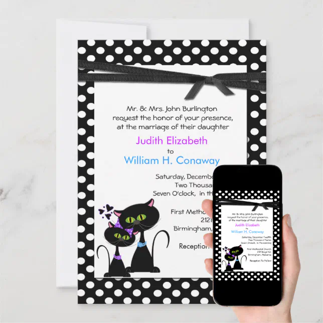 Whimsical Cats Wedding Invitation Zazzle 2421