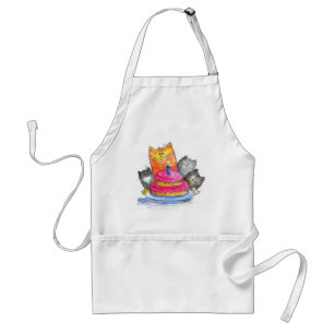 Whimsical Cats with Birthday Cake Standard Apron