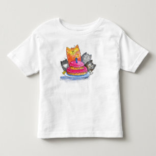 Whimsical Cats with Birthday Cake Toddler T-Shirt