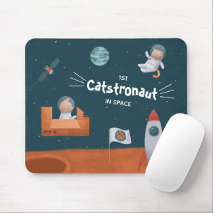 Whimsical Catstronaut in Space, Cats on Mars, Fun Mouse Mat