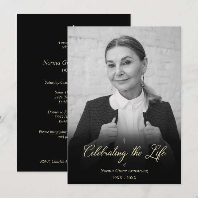 Whimsical Celebrating the Life Photo Funeral Card (Front/Back)