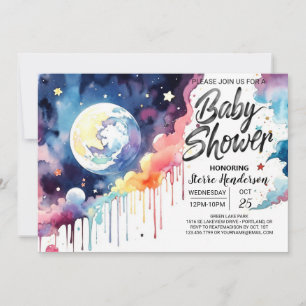 Whimsical Celestial Baby Shower Invitation