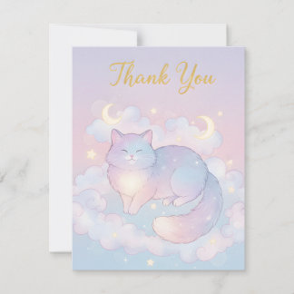 Whimsical Celestial Cat "Thank You" Card