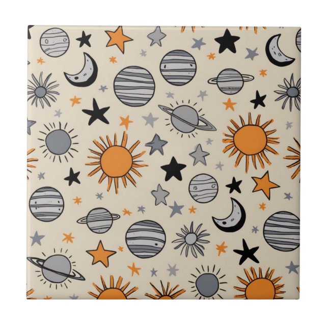 Whimsical Celestial Doodle Tile (Front)