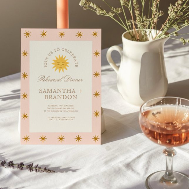 Whimsical Celestial Folk Rehearsal Dinner Invitation (Creator Uploaded)