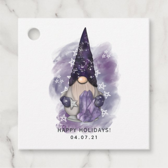 Whimsical Celestial Galaxy Gnomes Favour Tags (Front)