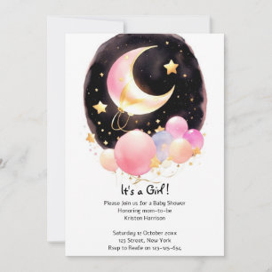 Whimsical Celestial Gathering: Girl Baby Shower Invitation