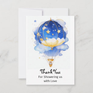 Whimsical Celestial Hot Air Balloon Baby Shower Thank You Card