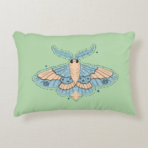 Whimsical Celestial Moth — Soft Blue & Peach Decorative Cushion