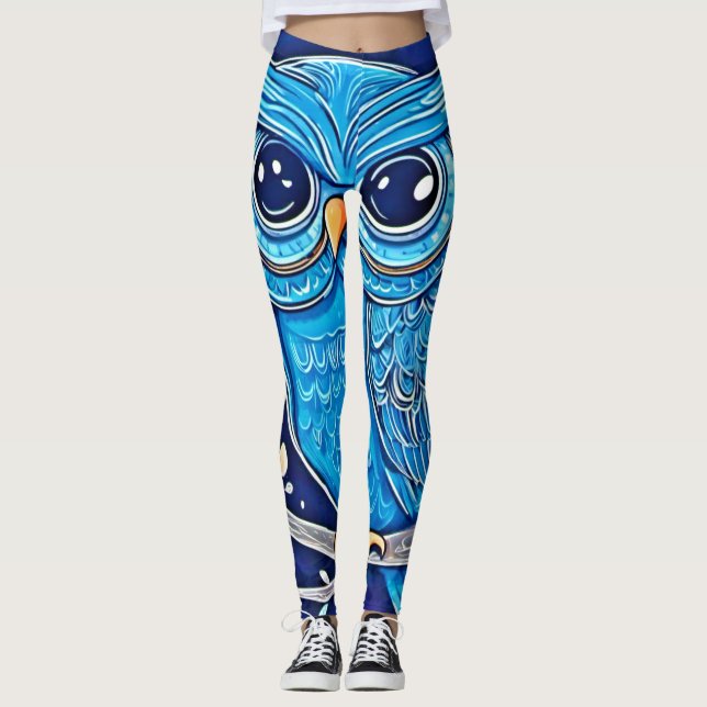 Whimsical Chalk Owl Leggings (Front)