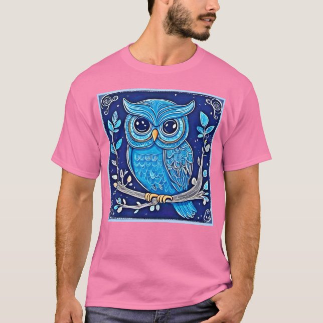 Whimsical Chalk Owl T-Shirt (Front)