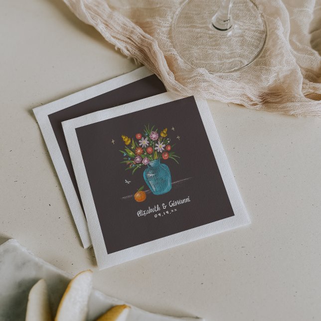 Whimsical Chalkboard Doodle Art | Wedding Napkin (Creator Uploaded)