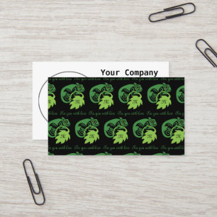 Whimsical Chameleon Climbing on Hops Monogram Business Card