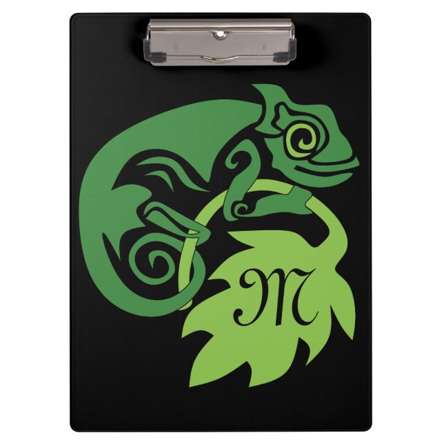 Whimsical Chameleon Monogram Clipboard (Front)