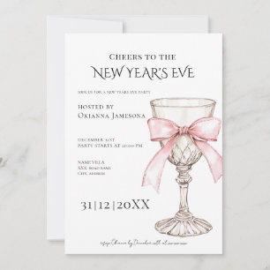 Whimsical Champagne New Year's Eve Party Invitation