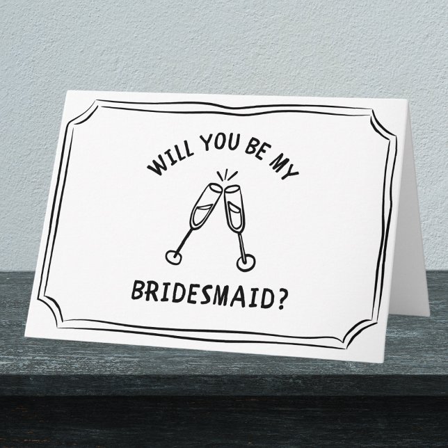 Whimsical Champagne Toast Bridesmaid Proposal  Card (op the question to your bridesmaids with this chic champagne-themed proposal card.)
