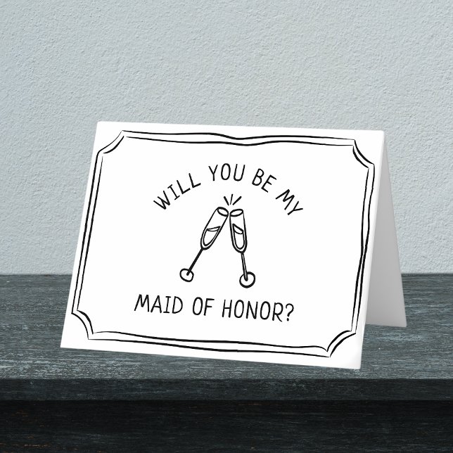 Whimsical Champagne Toast Maid of Honour Proposal  Card (Ask your best friend to be your matron of honor with this elegant champagne card.)