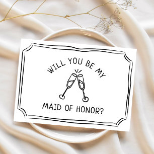Whimsical Champagne Toast Maid of Honour Proposal Card
