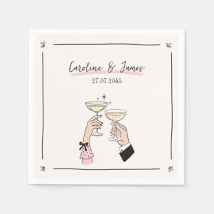Whimsical Champagne Toast Wedding Napkins