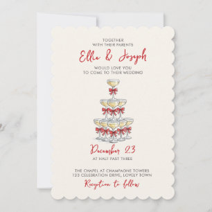 Whimsical Champagne Tower Holiday Wedding Invitation