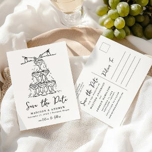 Whimsical Champagne Tower Save the Date Announcement Postcard