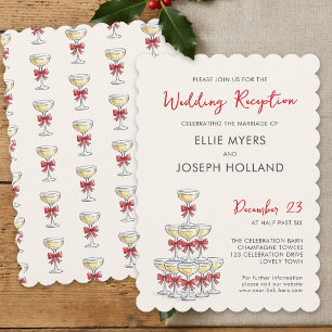 Whimsical Champagne Tower Wedding Reception Invitation