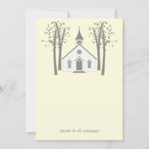 Whimsical Chapel Wedding Flat Thank You Card