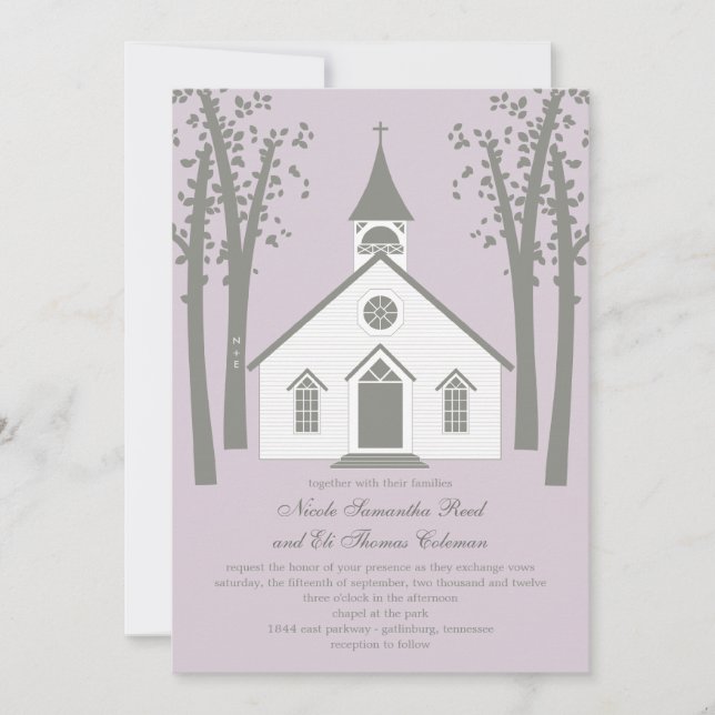 Whimsical Chapel Wedding Invitation (Front)