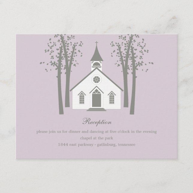 Whimsical Chapel Wedding Reception Enclosure Card (Front)