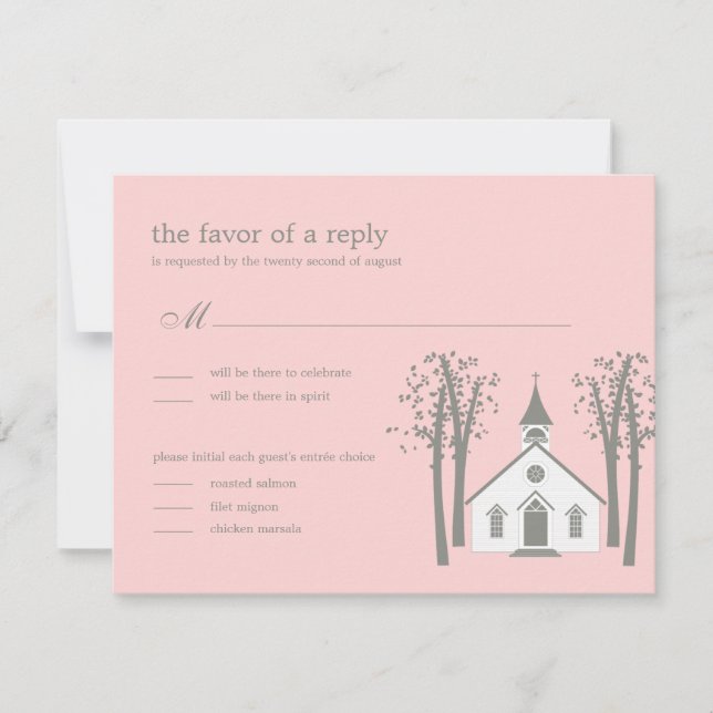Whimsical Chapel Wedding RSVP / Response Card (Front)