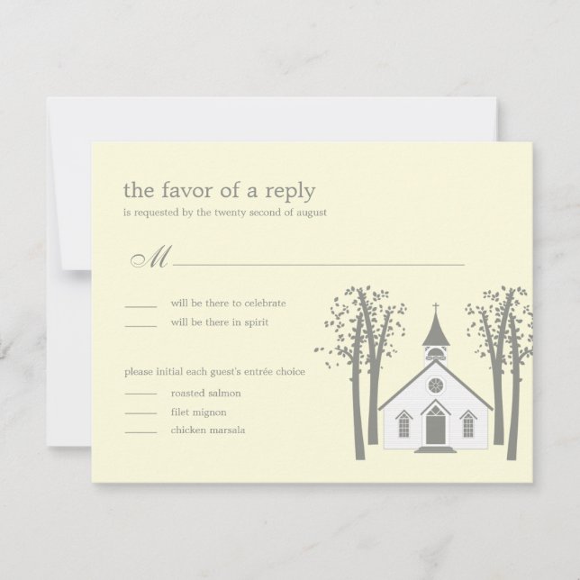 Whimsical Chapel Wedding RSVP / Response Card (Front)