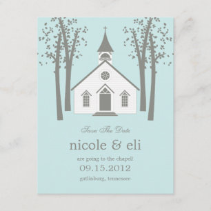 Whimsical Chapel Wedding Save The Date Card