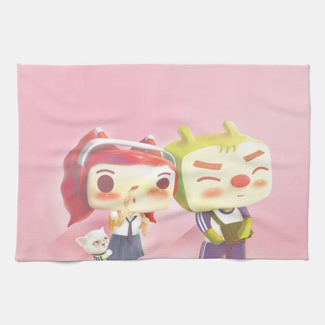 Whimsical Characters with Cat Tea Towel (Horizontal)