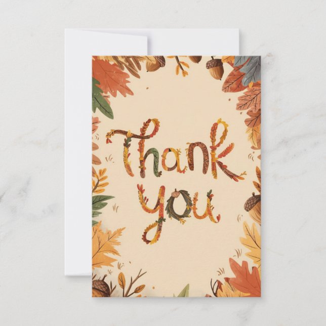 Whimsical Charming Autumn Fall Thank You Card (Front)