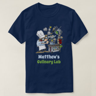 Whimsical Chef and Science Culinary Lab Cartoon T-Shirt