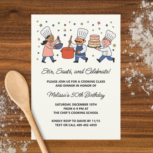 Whimsical Chef Cooking Class Birthday Party Invitation (Creator Uploaded)