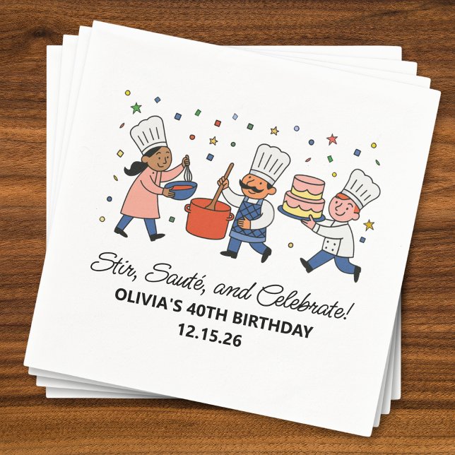 Whimsical Chef Cooking Class Birthday Party Napkin (Creator Uploaded)