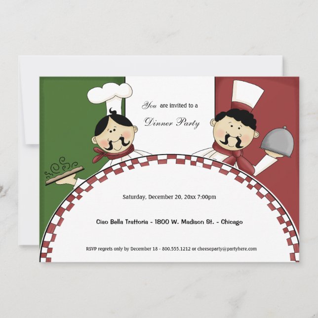 Whimsical Chef Dinner Party Invite (Front)