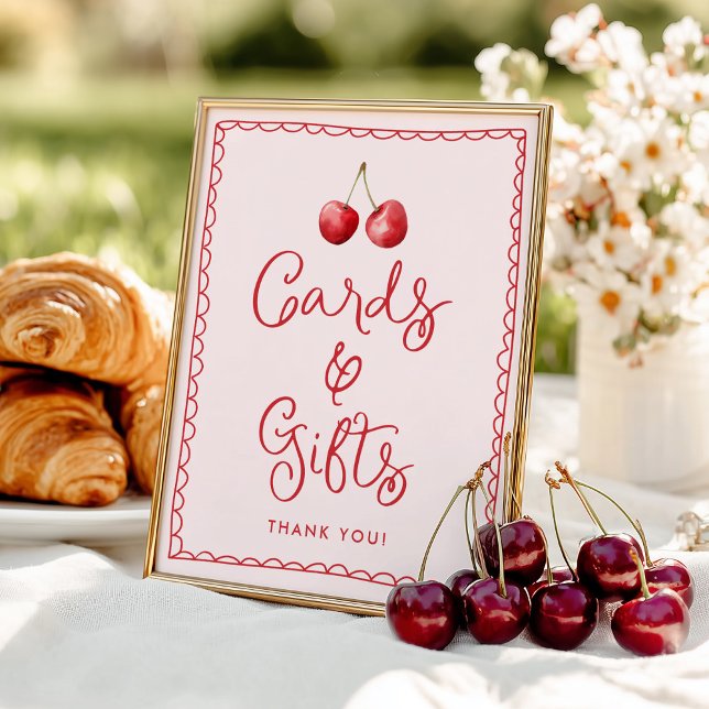 Whimsical Cherry Baby Shower Cards and Gifts Sign (Creator Uploaded)